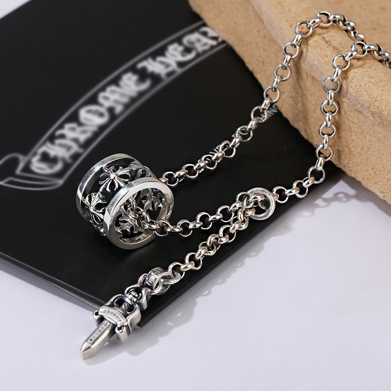 chrome hearts Dagger Round spring necklace hip hop necklace