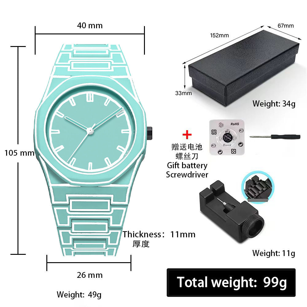 Sports-Style Waterproof Plastic Watch with Arabic Numerals