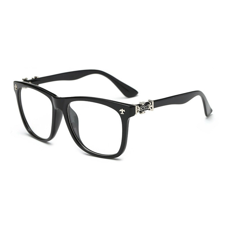 Trendy thick-rimmed non-prescription large-framed eyeglasses