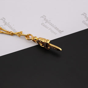 chrome hearts gold diamond dagger necklace