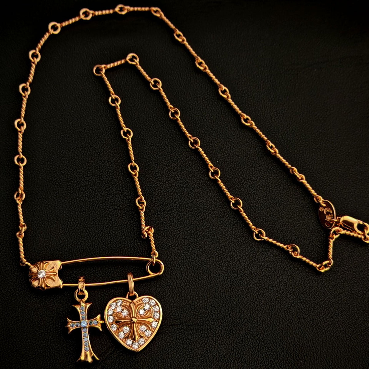 chrome hearts love cross brooch necklace