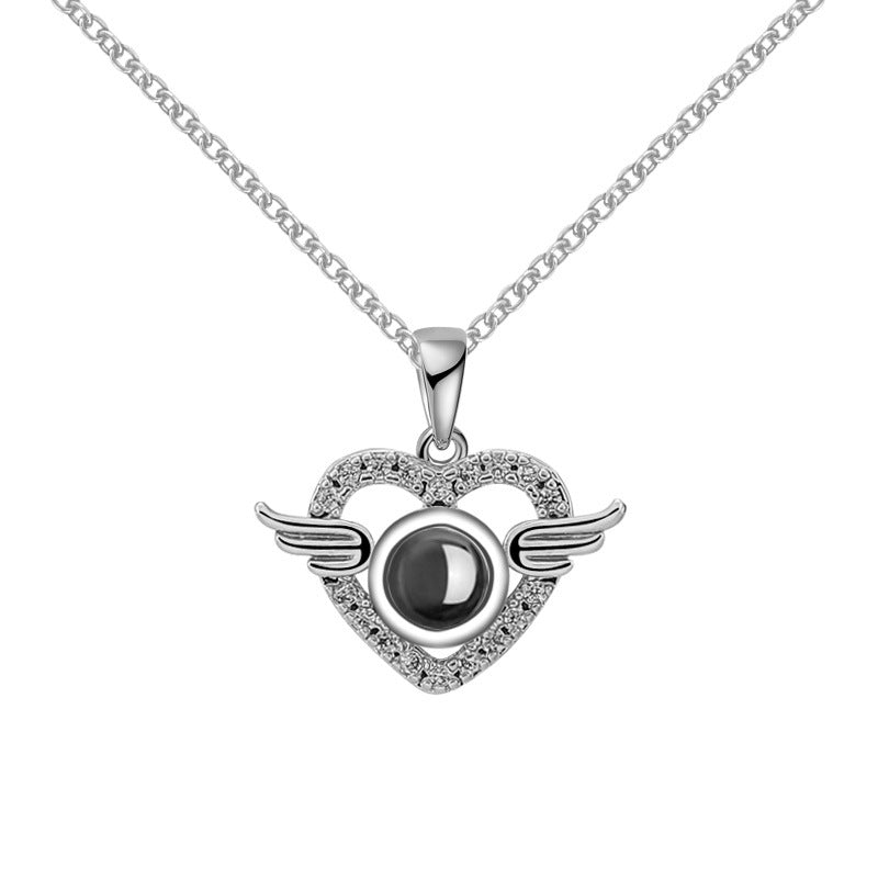 Customized Angel Projection Necklace with Diamonds