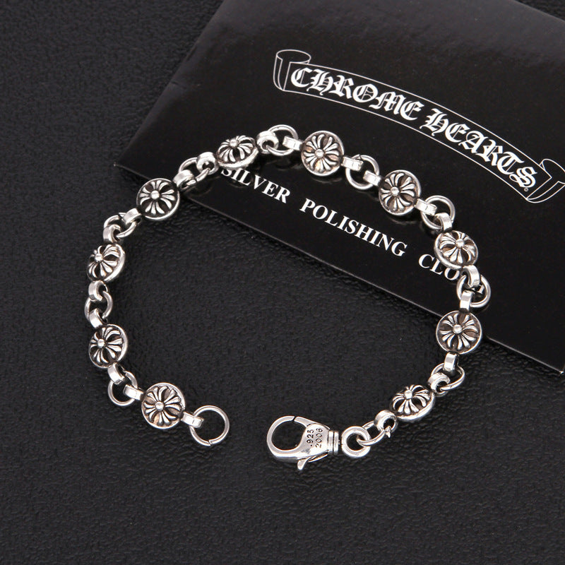 chrome hearts carved personalized cross bracelet