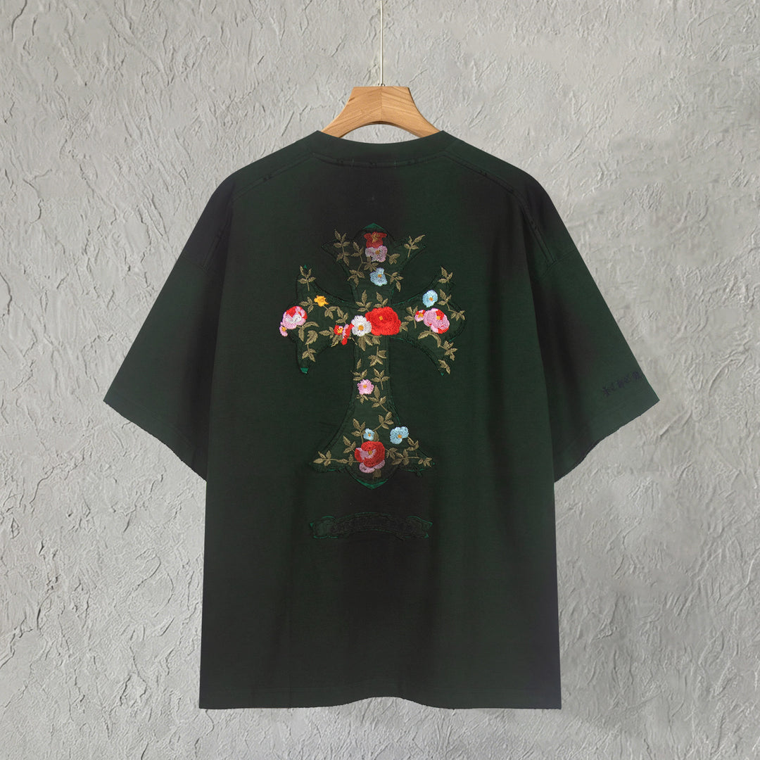 Chrome Hearts Flowers Filled with Crosses T-Shirt