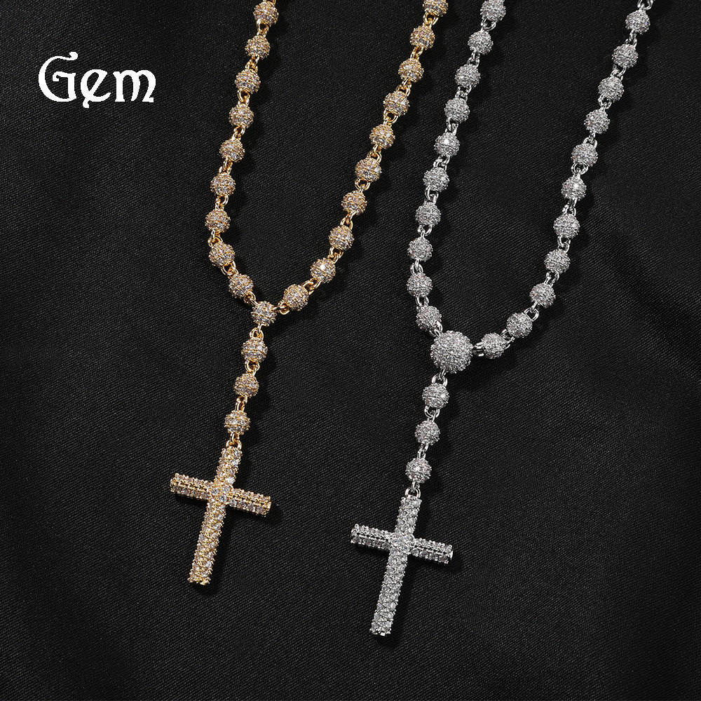 Rosary Clavicle Chain Cross Pendant Beaded Chain