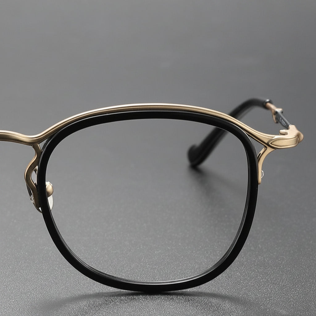 Retro Pure Titanium Acetate Round Frame Glasses