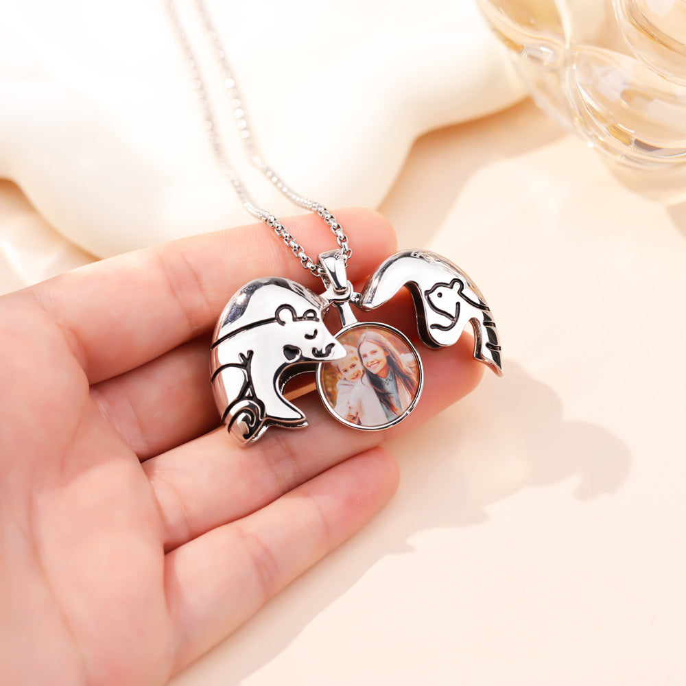 Bear Hug Heart Necklace Photo Box