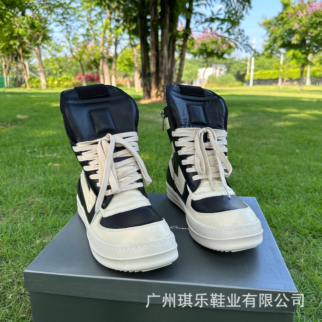 Thick-Sole, Height-Increasing, High-Top Genuine Leather Sports Boots