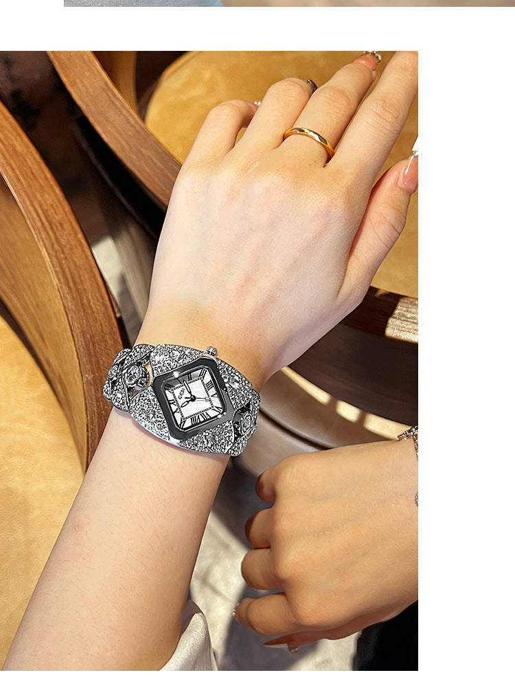 Luxury Full Diamond High-End Bangle Watch for Women