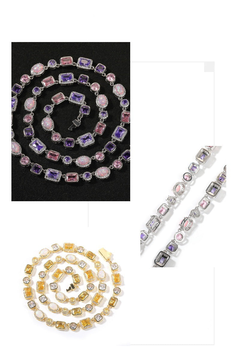 HIPHOP Copper Zirconia Necklace and Bracelet