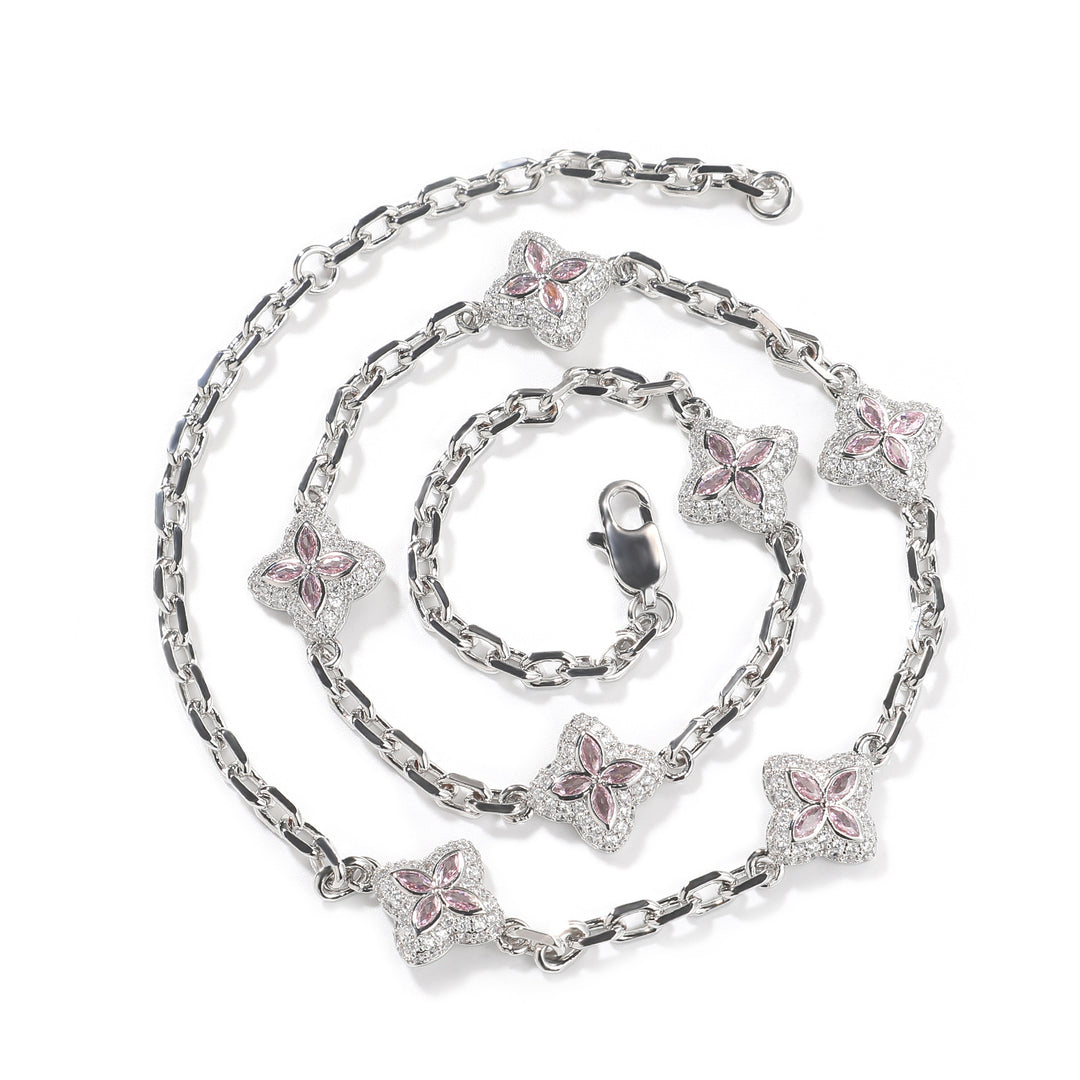 Full-Pavé Lucky Four-Leaf Clover Bracelet Necklace