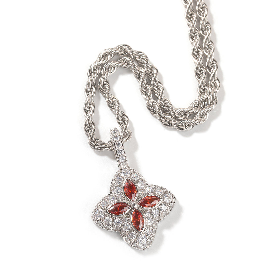 Cubic Zirconia Colorful Four-Leaf Clover Pendant