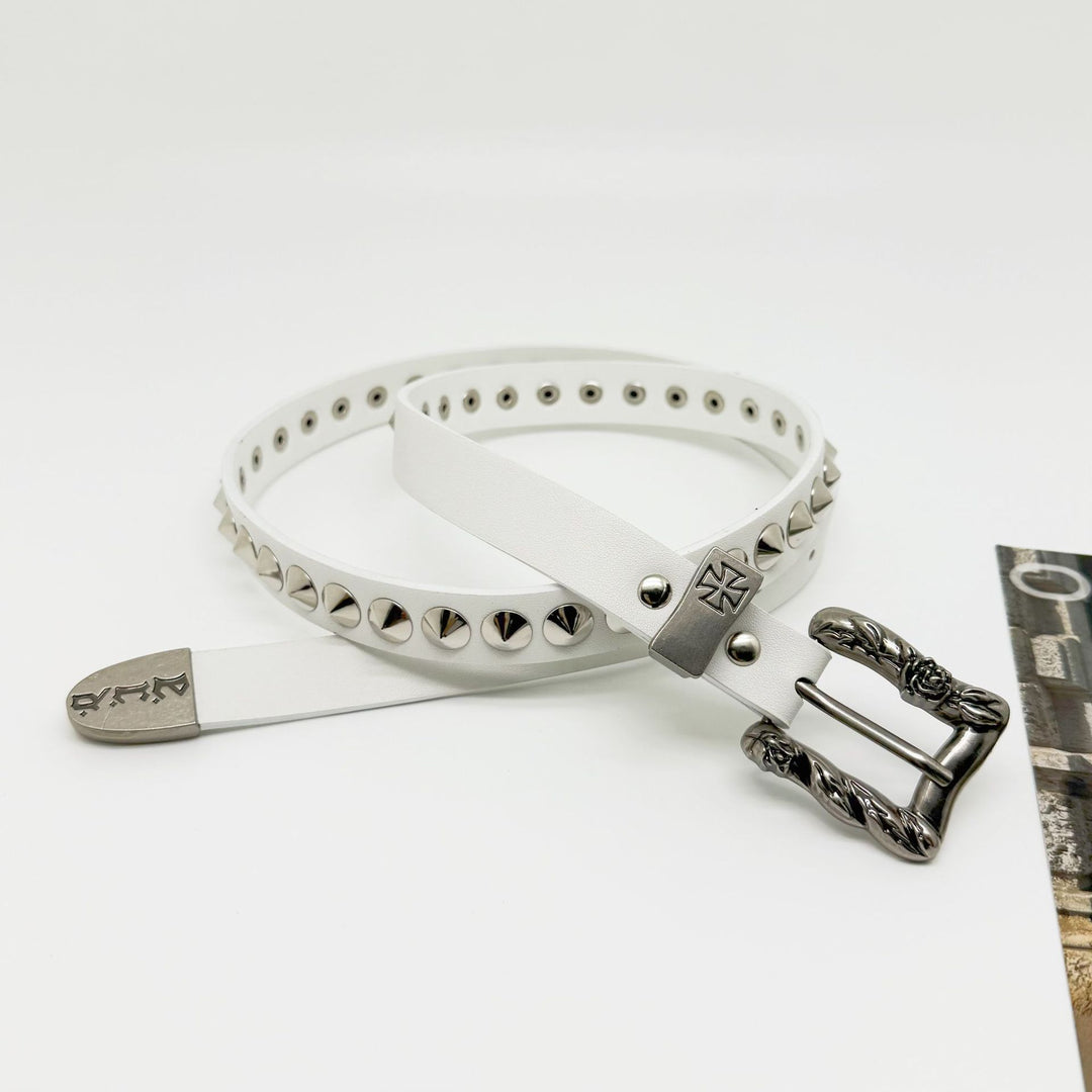 Y2K EDR Brooding Rich Kid Studded Cross Waist Belt