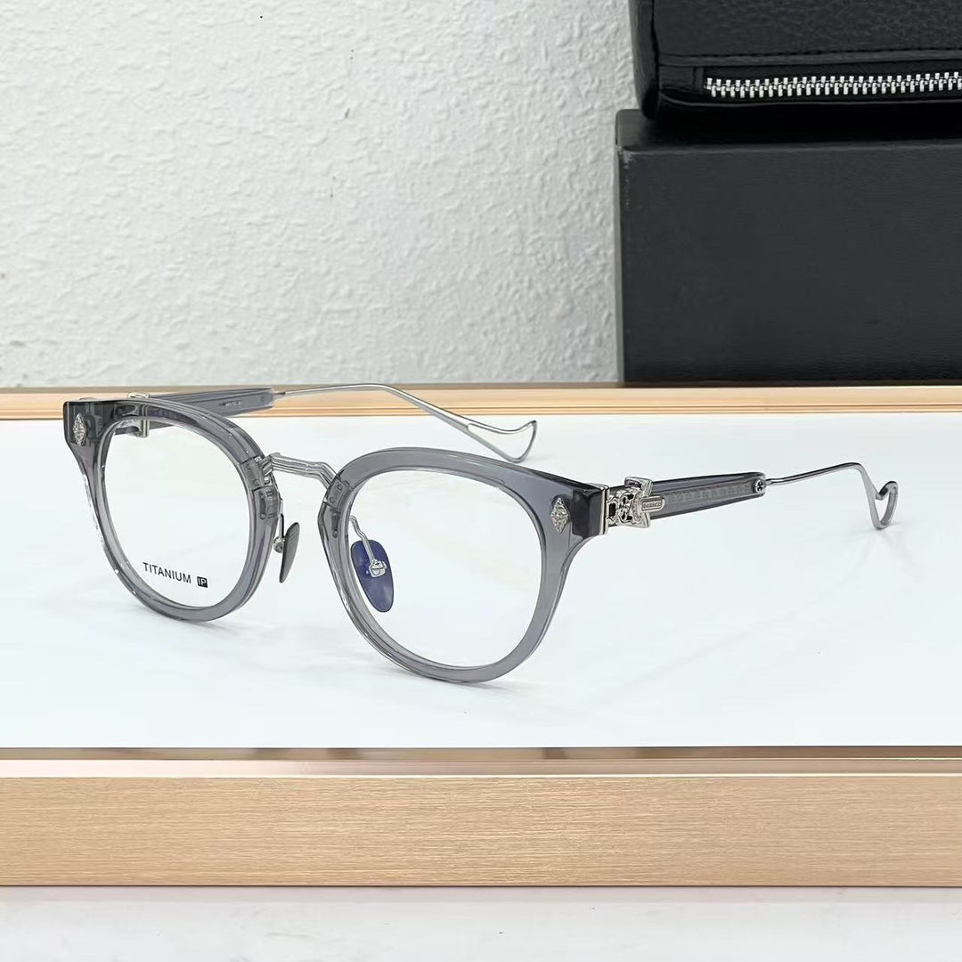 Chrome Hearts Big Sword Light Titanium Metal Oval Glasses