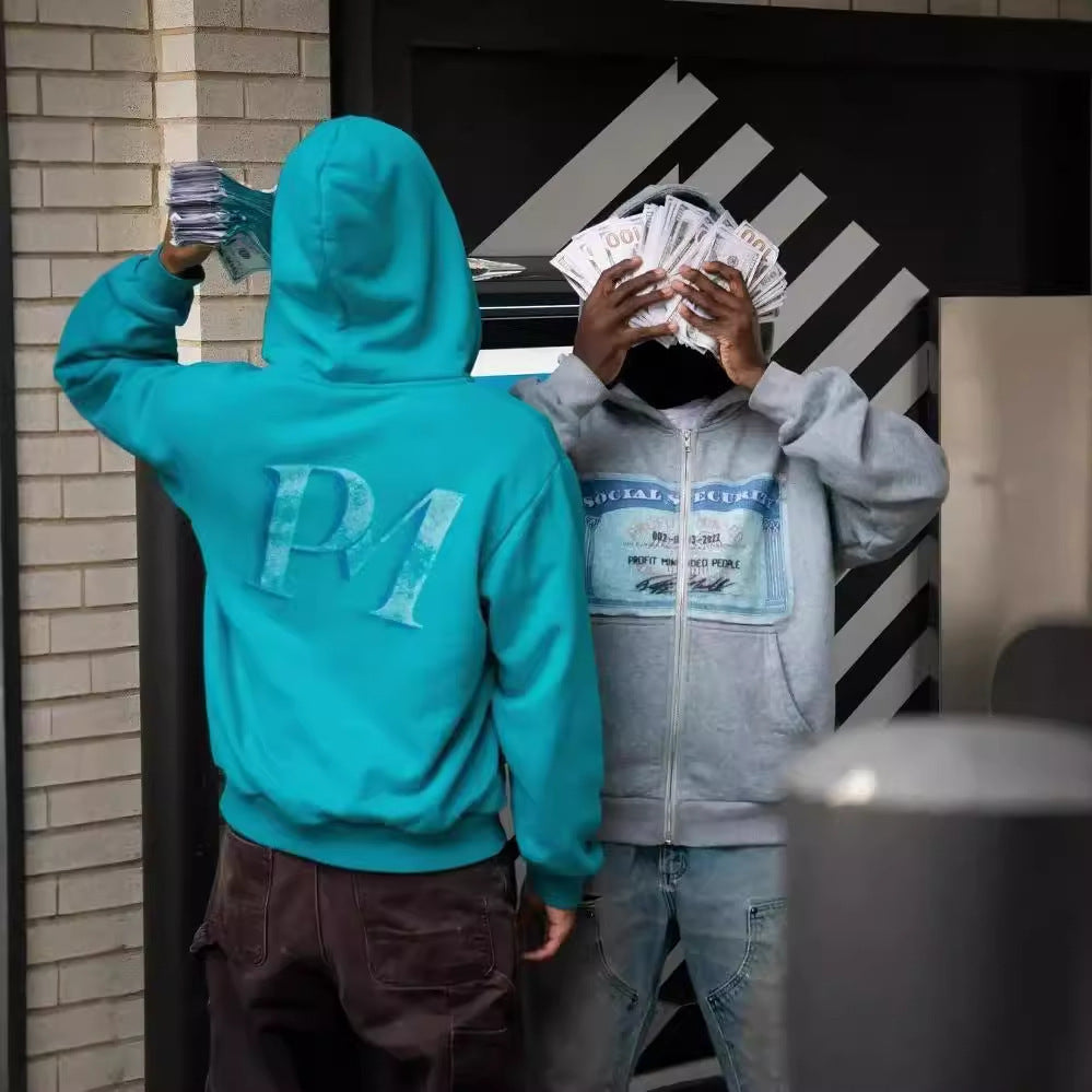 Social Security Money Graphic Zip Hoodie