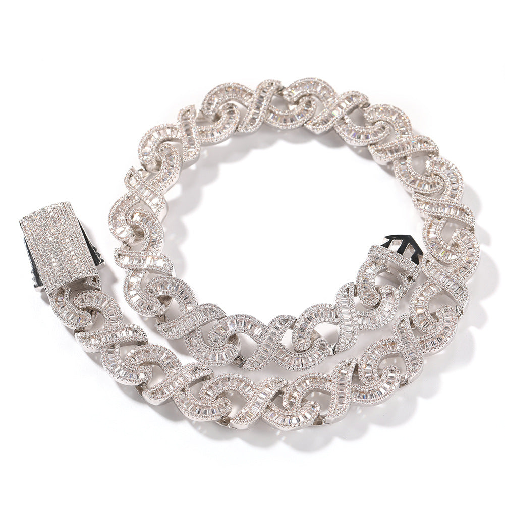 Geometric "T" & Infinity 15mm Diamond-Encrusted Cuban Chain