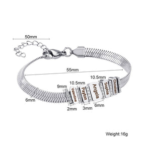 Flat snake bone chain diamond engraving bracelet