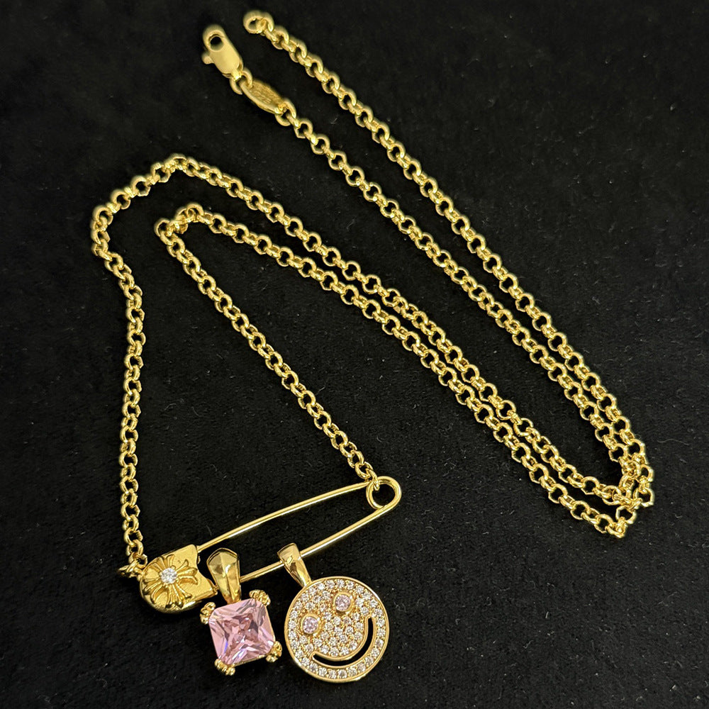 Chrome Hearts Diamond-Encrusted Smiley Face Sugar Cube Pendant
