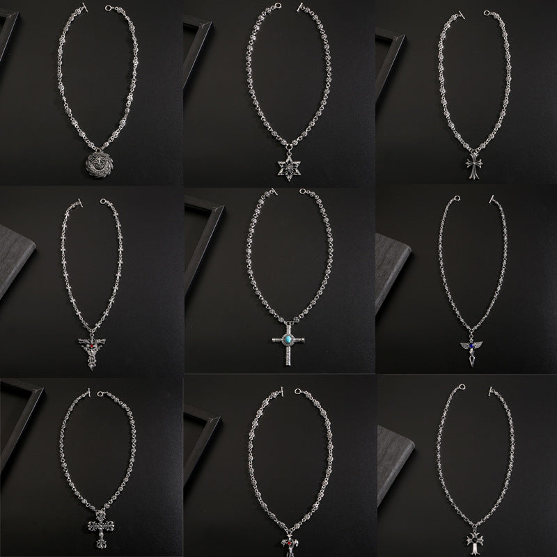 Chrome Hearts Style Dark Cross Necklace
