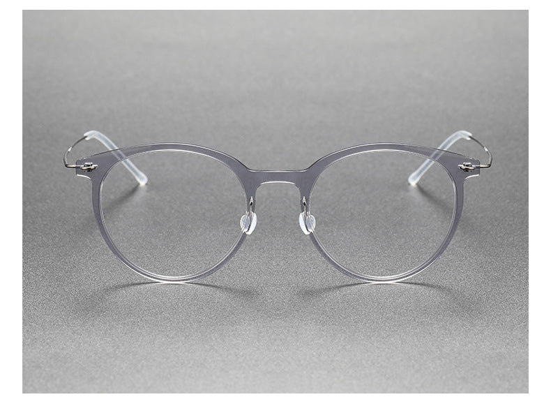 Black Round Eyeglasses Timeless Acetate & Gold Titanium Design