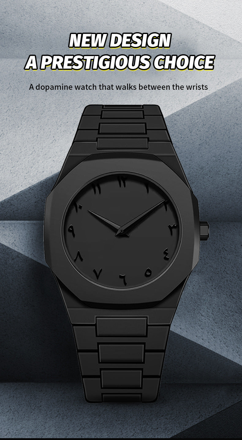Sports-Style Waterproof Plastic Watch with Arabic Numerals