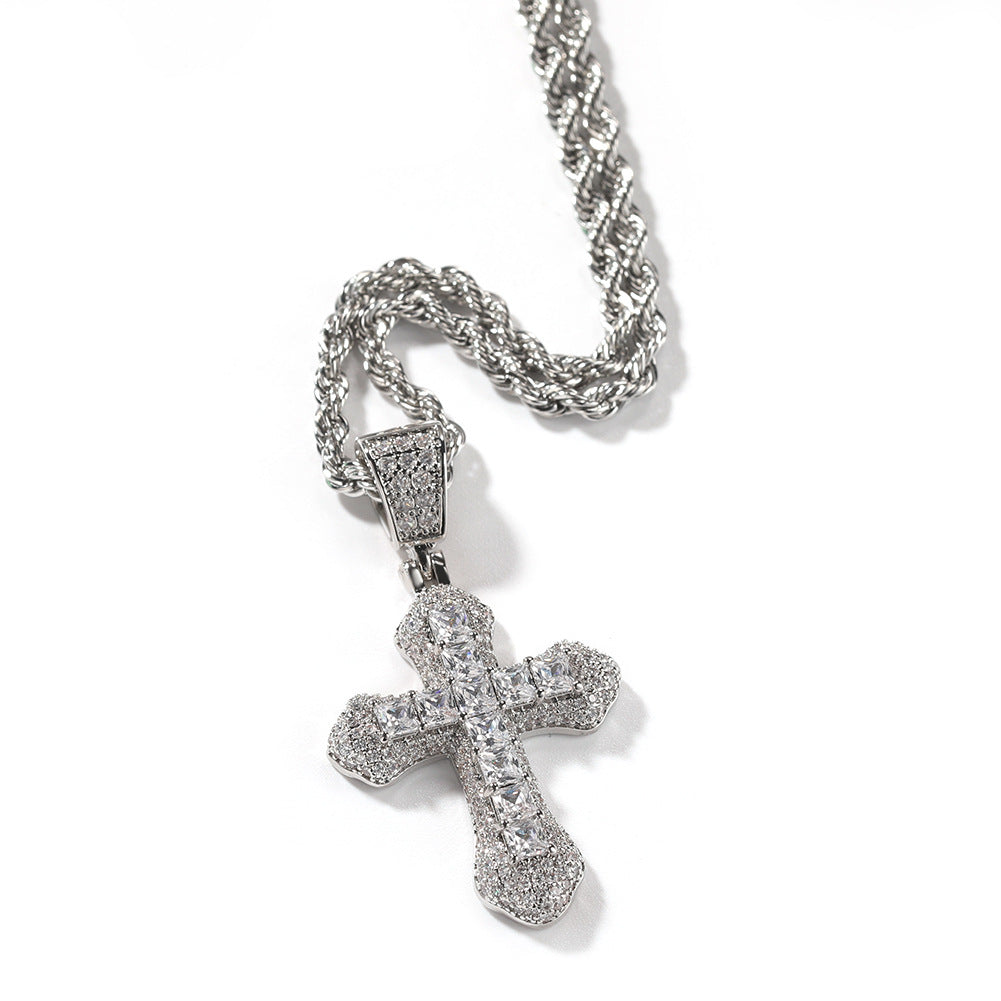 Hip Hop Zircon Cross Versatile Necklace