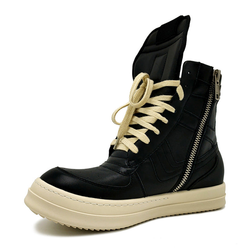 Thick-Sole, Height-Increasing, High-Top Genuine Leather Sports Boots