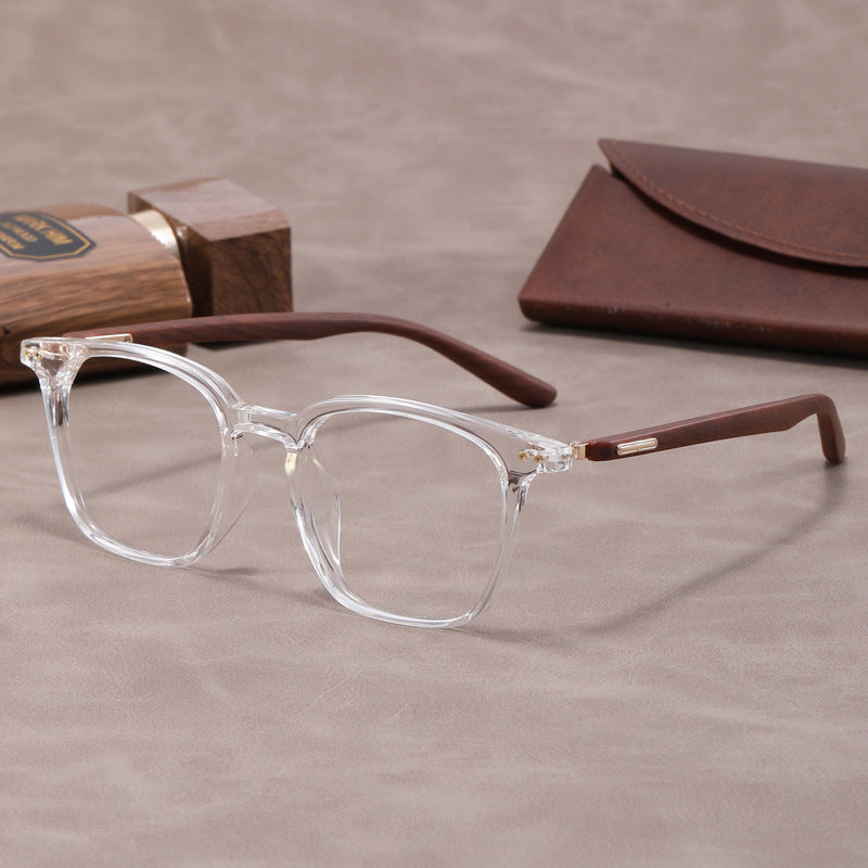 Lightweight, flexible wood grain temples eyeglass frames