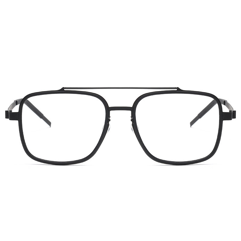 Double-bridge large square screwless welded eyeglass frame
