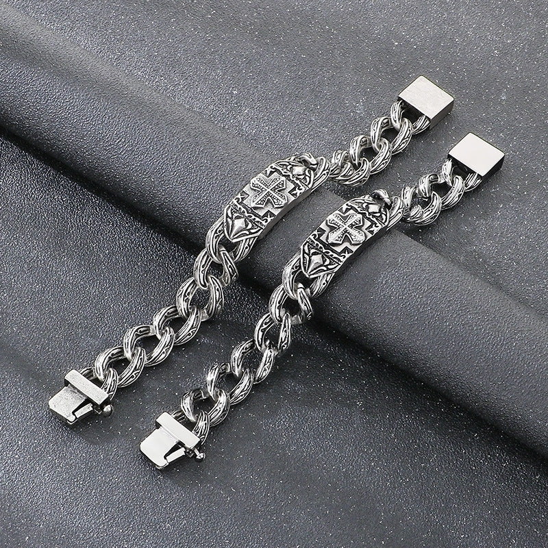 Titanium Steel Bracelet with Cross Pattern