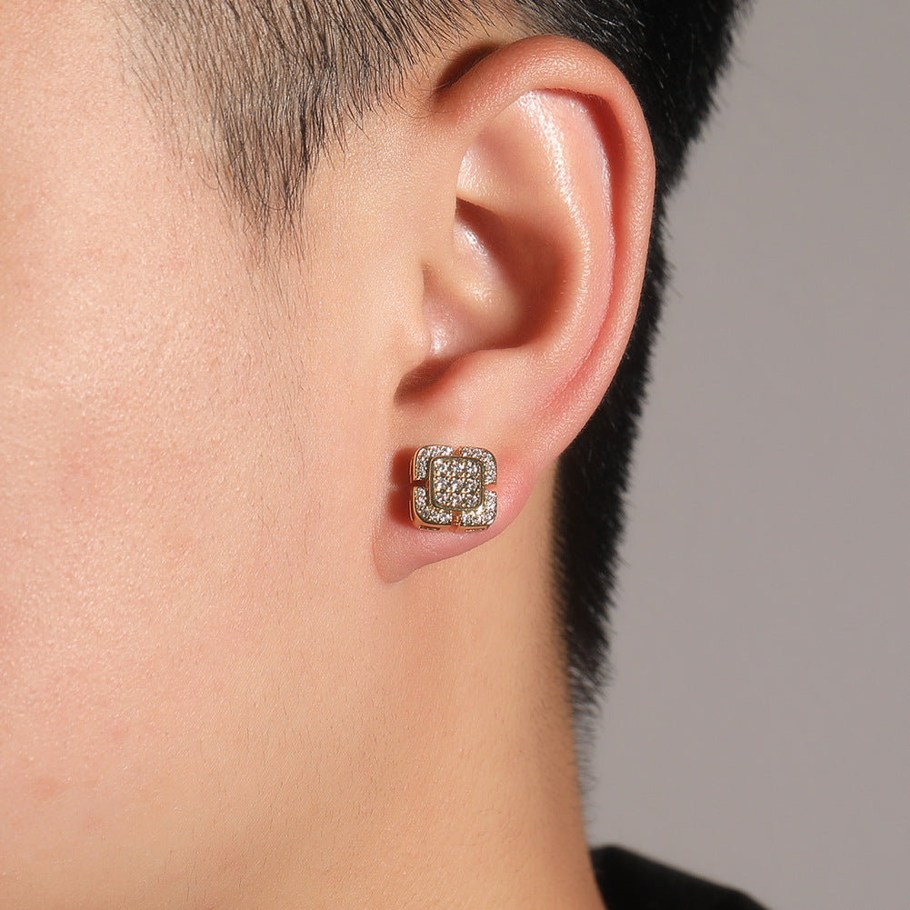 Square cross eight-star and eight-sword diamond Earrings