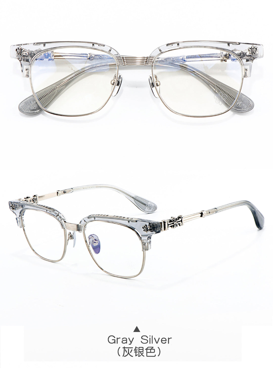 Chrome Hearts Chic Understated Luxury Style Half-Rim Glasses