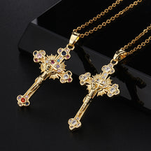 Cross colored zircon micro inlaid zircon necklace pendant