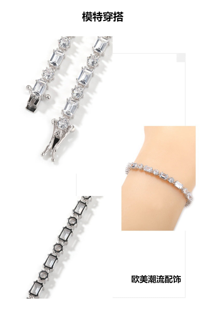 Mixed Square & Round Zirconia Tennis Bracelet