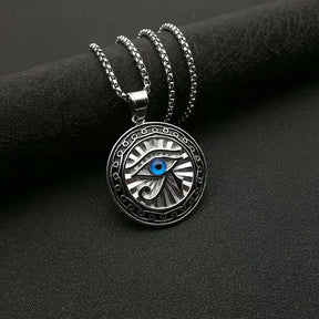 Eye of Horus Gold Blue Eye Medal Pendant