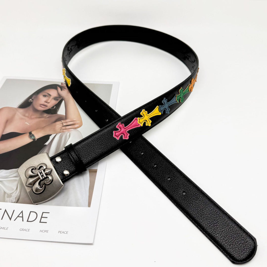 Chrome Hearts roller cutout smooth buckle belt