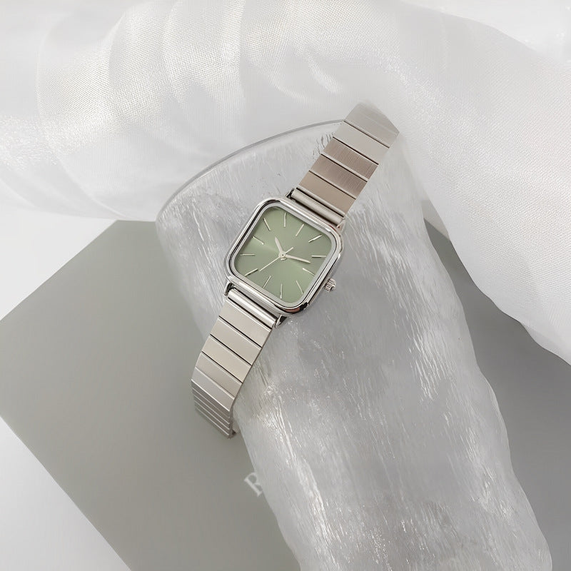 Simple student bamboo-joint steel band quartz watch