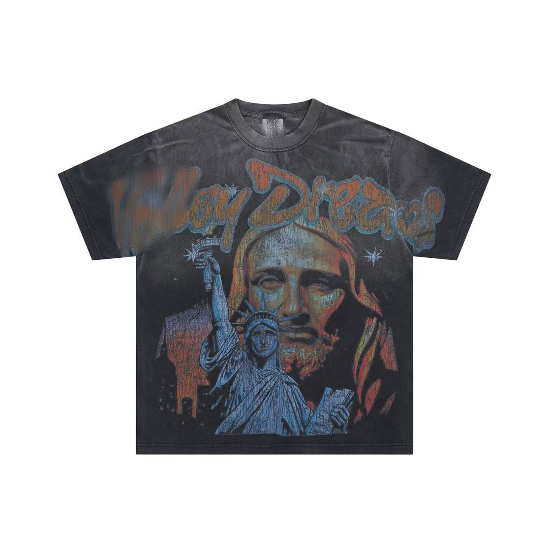 VAL Washed and Distressed Streetwear T-Shirt