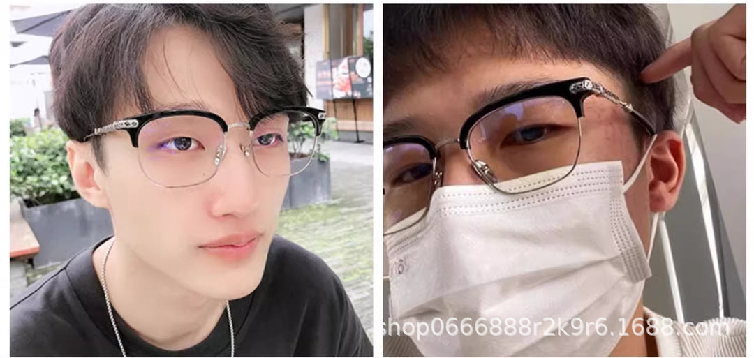 Chrome Hearts Large Frame Titanium Frame Semi-Rim Eyeglasses