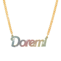 Colorful Name Necklace DIY Titanium Steel Glitter Pink Pendant