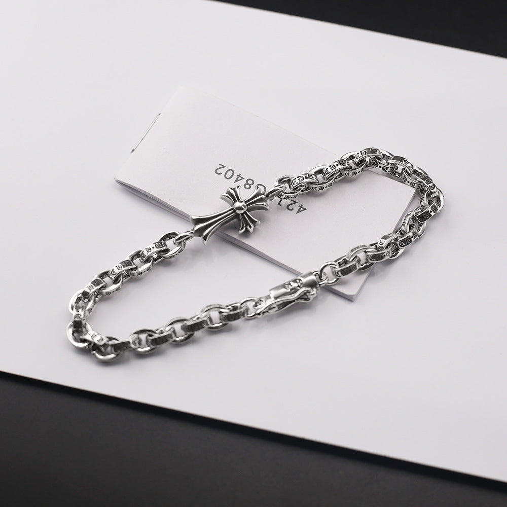 Retro cross letter chain bracelet