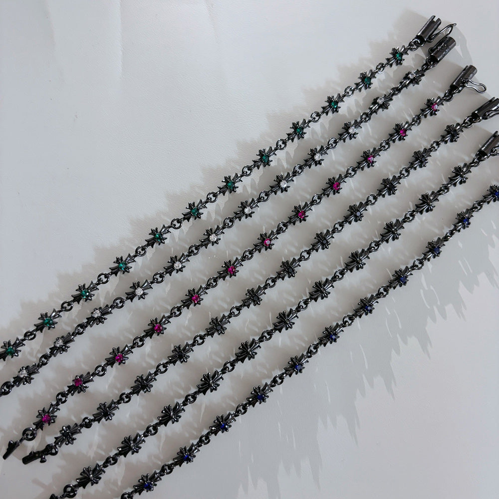 Chrome Hearts Black Gun finished Cross with Diamond inlaid Bracelet