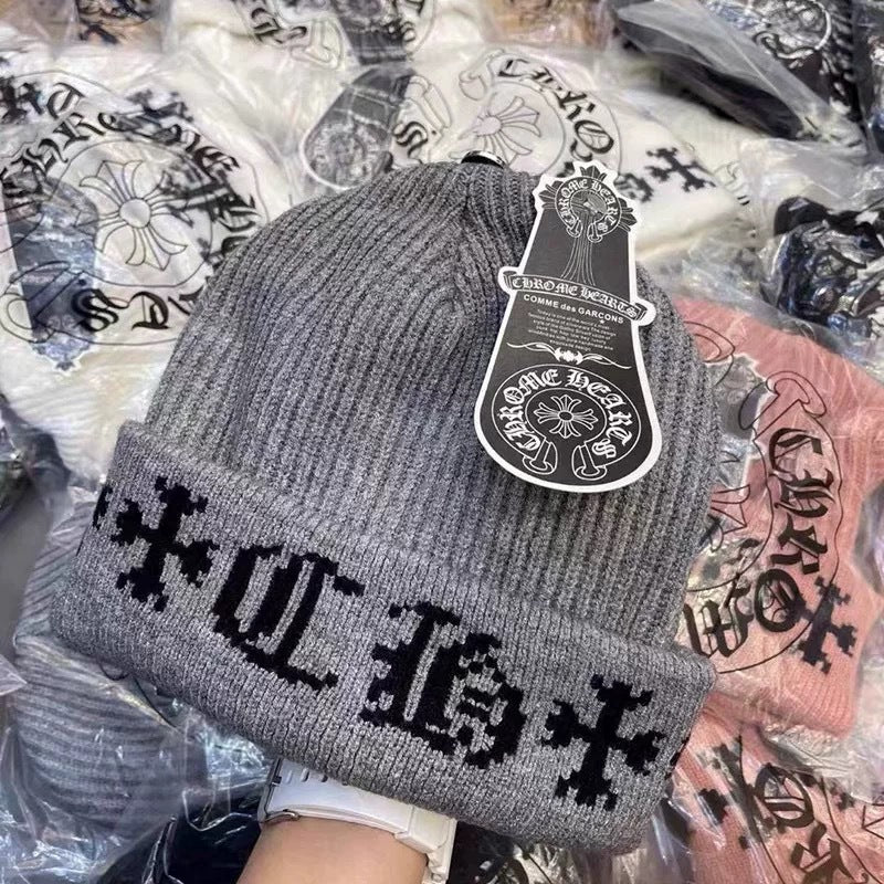 Chrome Hearts warm knit beanie for round faces