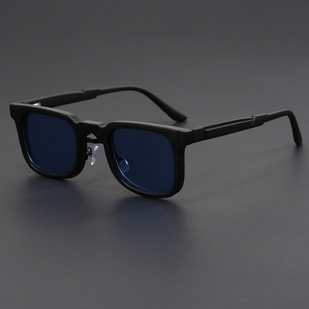 Retro European and American Square Sunglasses with Spring Temples