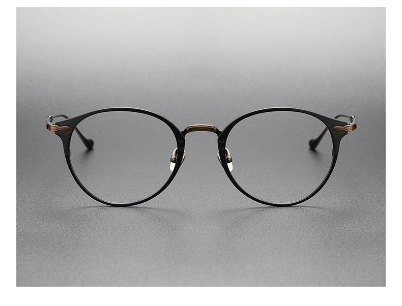 Retro Round Glasses Two-Tone Titanium & Acetate Frame