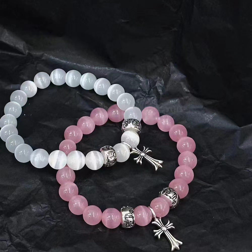 chrome hearts cat's eye stone couple bracelet