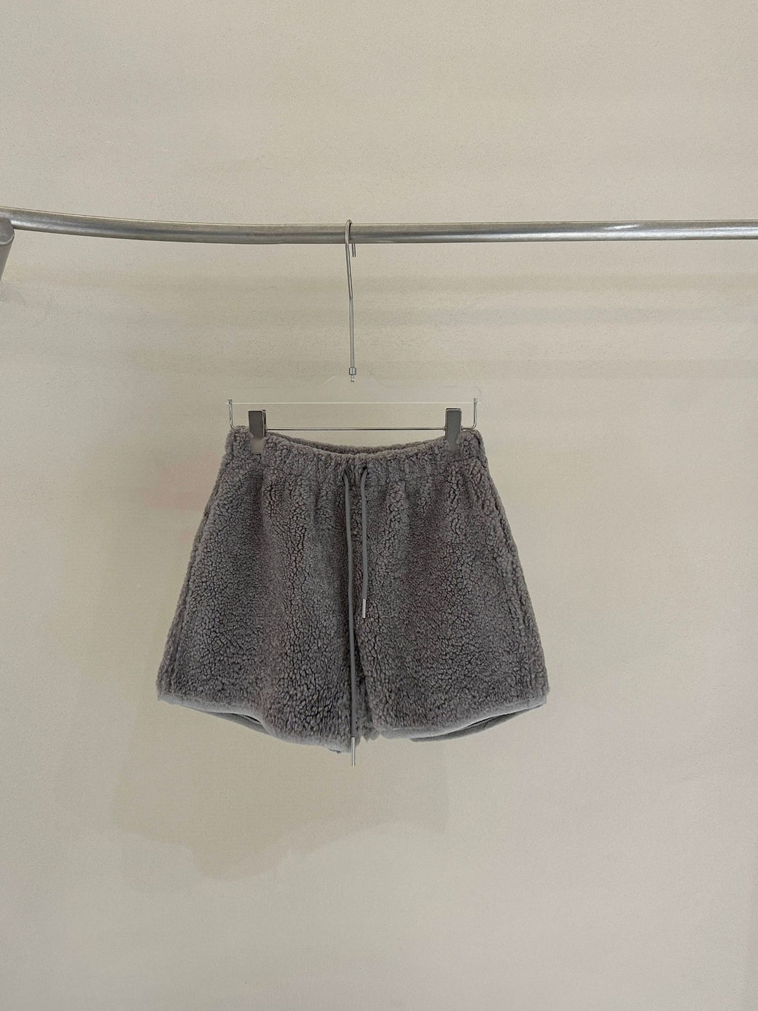 Knitted Cardigan & Color-Block Striped Faux Lambswool Shorts Set