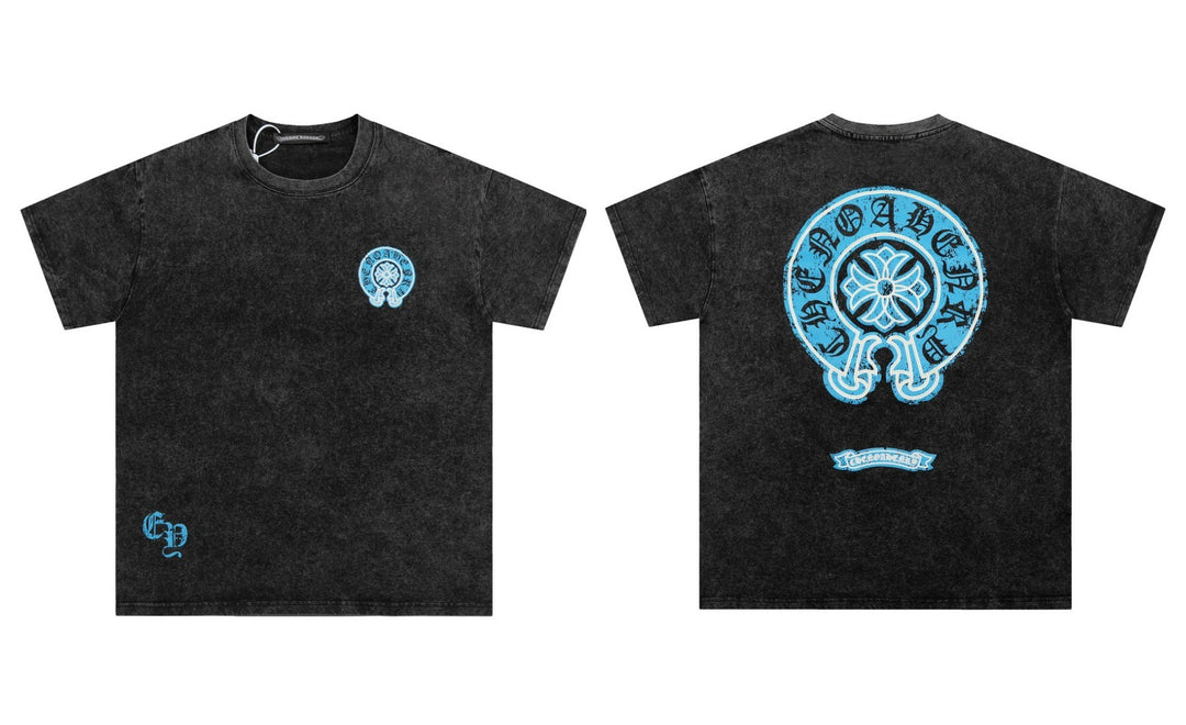 Chrome Hearts Summer Embroidery Print Cotton T-Shirt Short-Sleeve