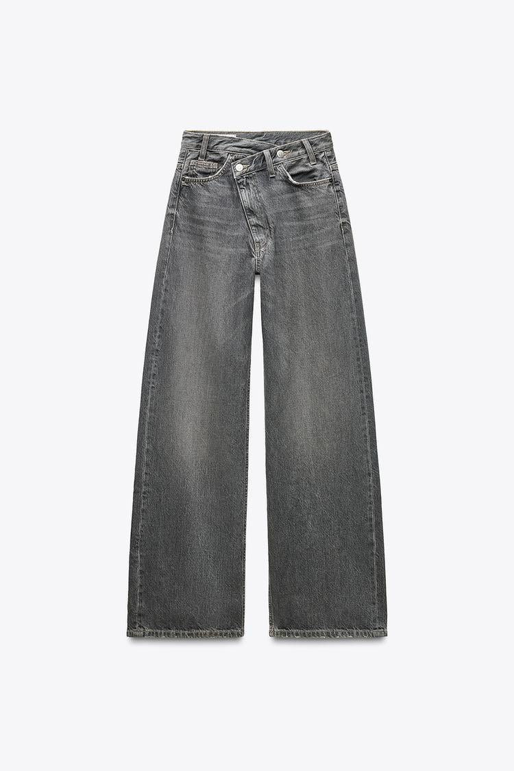 Y2K irregular design straight leg denim jeans for women