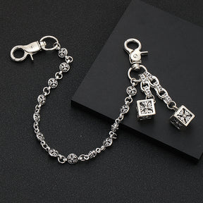 chrome hearts cross flower ball bag chain